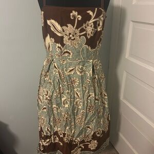 Dressbarn Blue and Brown Midi Dress